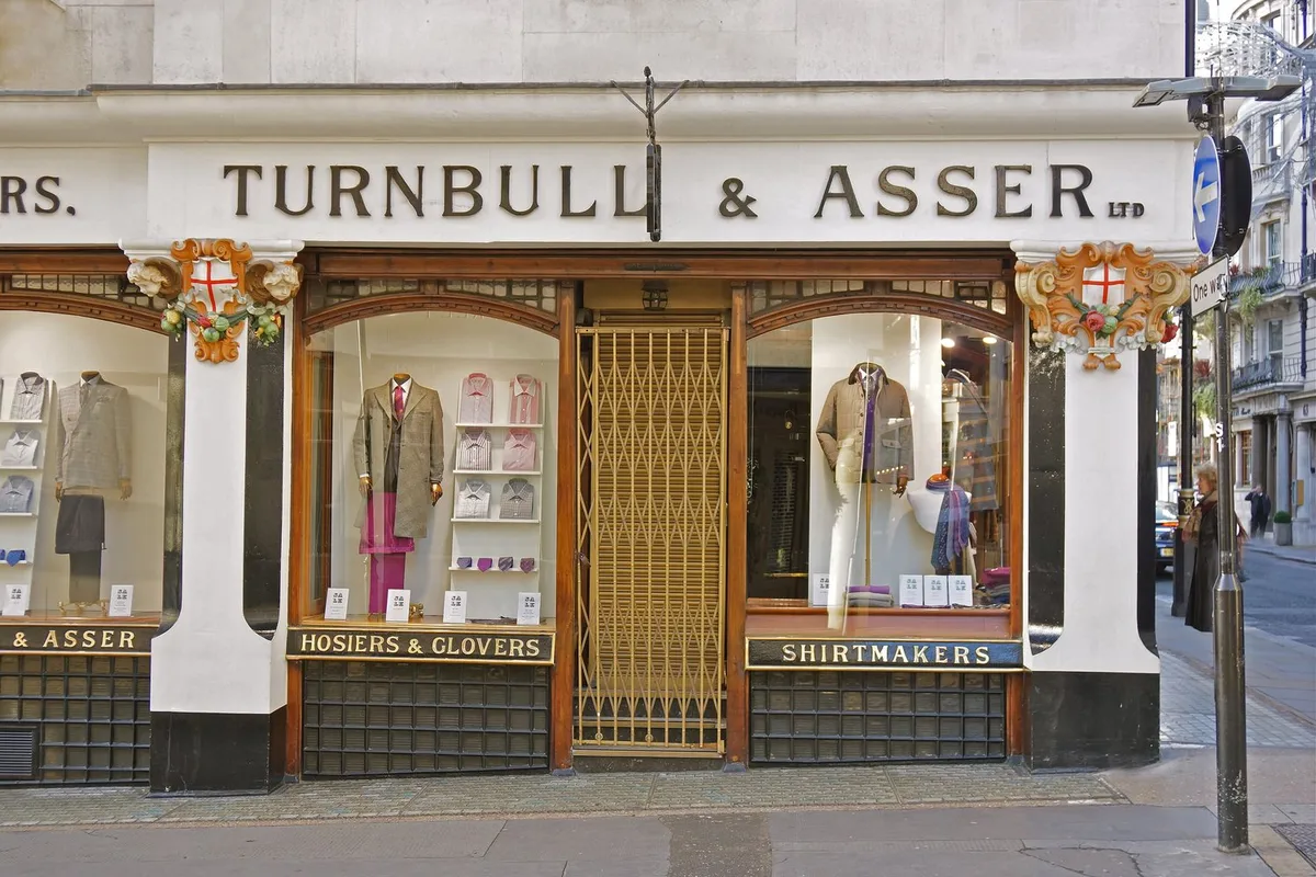 Turnbull & Asser in St James's, London. A good shirtmaker cuts for the man, not the size.