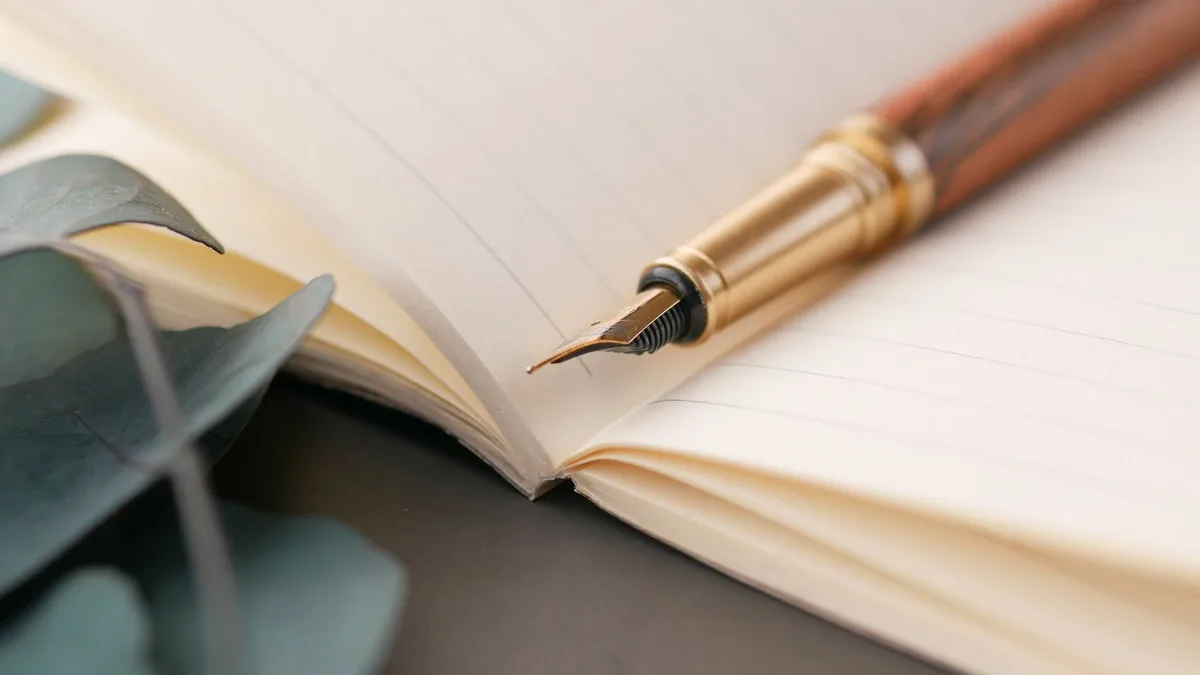 A writing desk with letters and a fountain pen