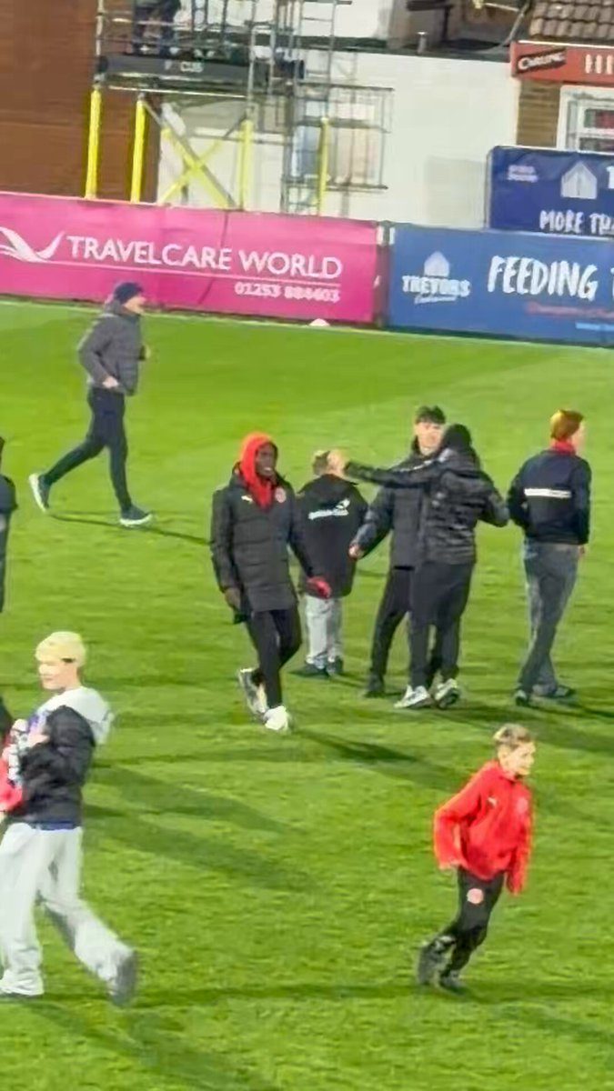 Fleetwood Town fans invaded the pitch and went straight for the Arsenal fans who made the trip. Top-tier banter.