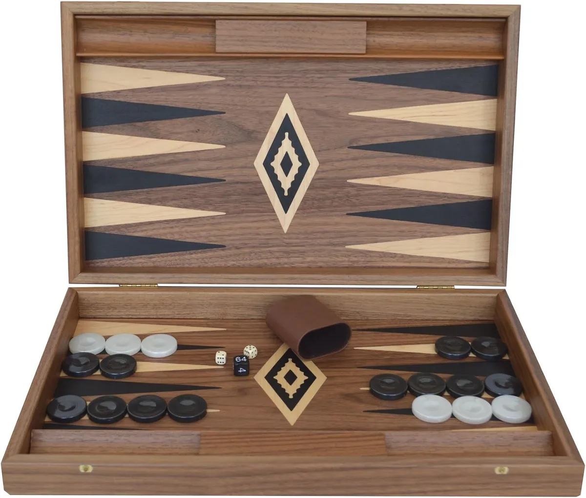 Manopoulos Walnut Backgammon Set
