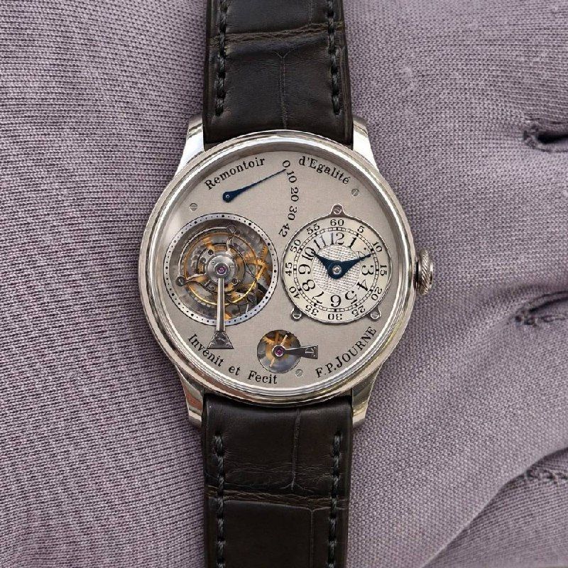 Ref. 158-01T in platinum with a brass movement, box and papers. Pre-owned. One of 50 pieces in The Watch Room.