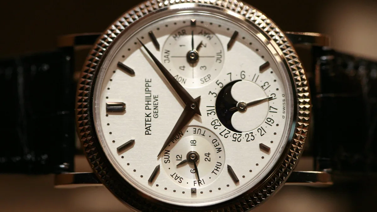 A Patek Philippe perpetual calendar wristwatch with moon phase